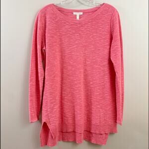 Eileen Fisher Pink Linen Lightweight Step Hem Sweater